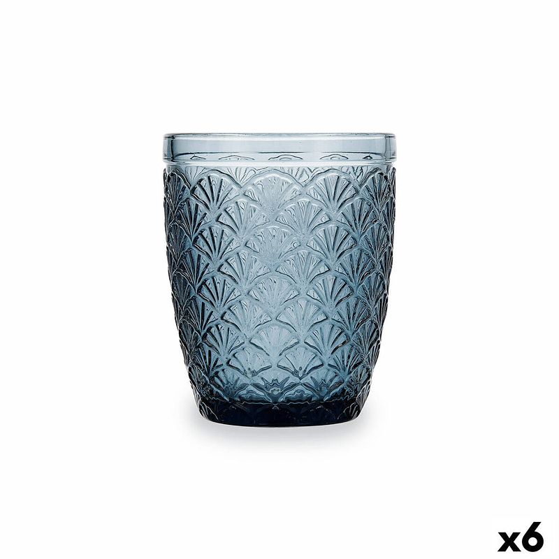 Foto van Glas bidasoa blue moon blauw glas 240 ml (6 stuks)