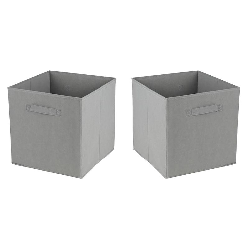 Foto van Urban living opbergmand/kastmand square box - 2x - karton/kunststof - 29 liter - grijs - 31 x 31 x 31 cm - opbergmanden