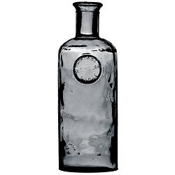 Foto van Natural living bloemenvaas olive bottle - smoke grijs transparant - glas - d13 x h27 cm - fles vazen - vazen