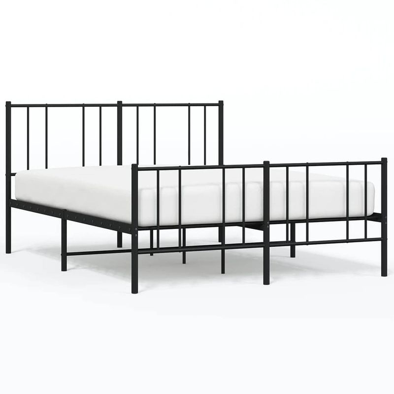 Foto van Vidaxl bedframe met hoofd- en voeteneinde metaal zwart 140x190 cm