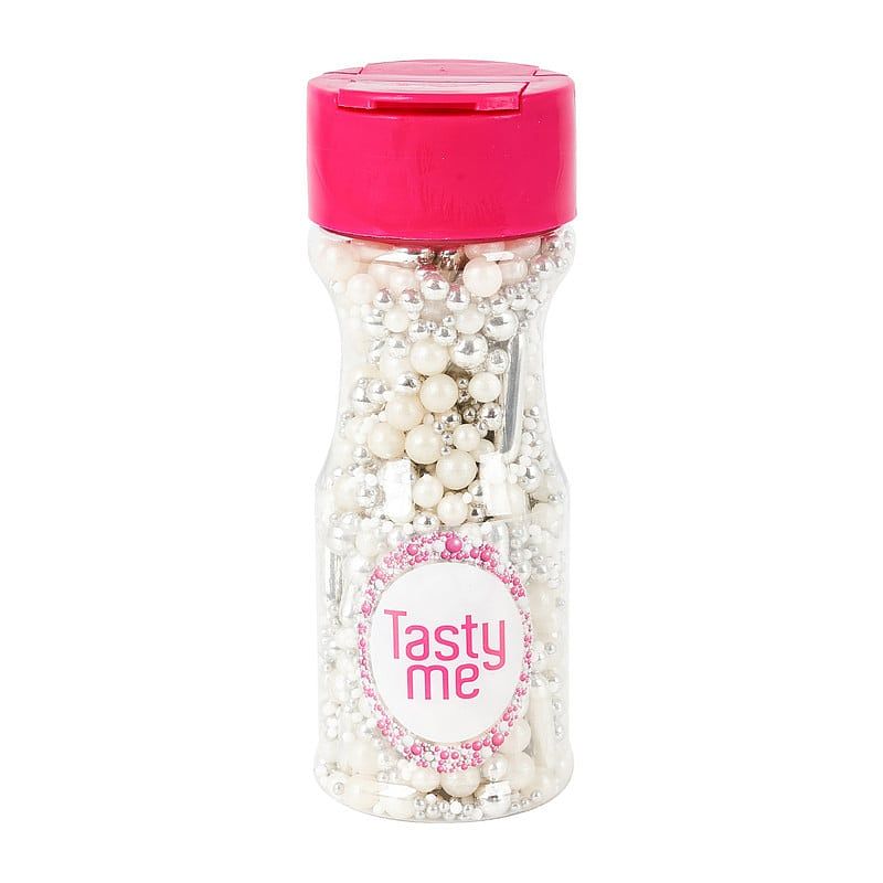 Foto van Tasty me medley shiny happy people - wit/zilver - 80 g