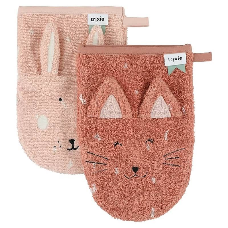 Foto van Trixie washcloths 2-pack mrs. cat - mrs. rabbit