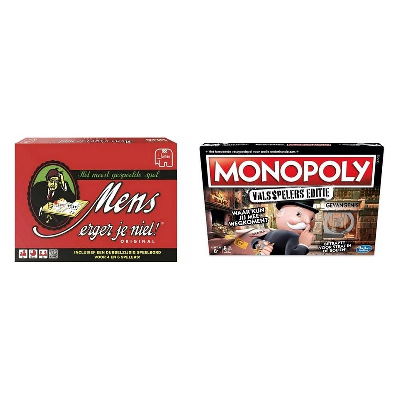 Foto van Spellenbundel - 2 stuks - mens erger je niet & monopoly valsspelerseditie