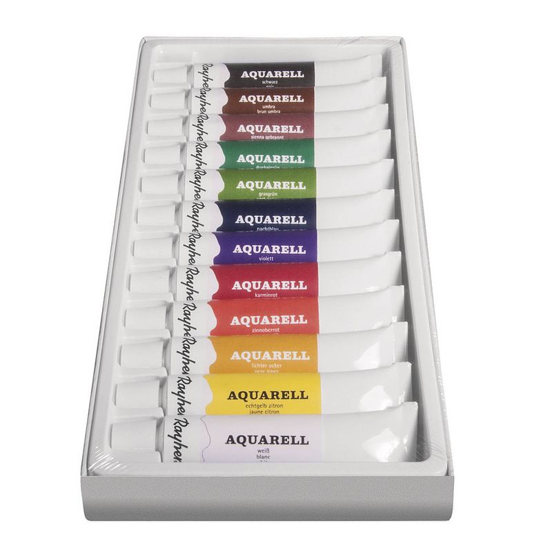 Foto van Aquarelverf/waterverf schilder set tubes 12 kleuren 12 ml - hobbyverf