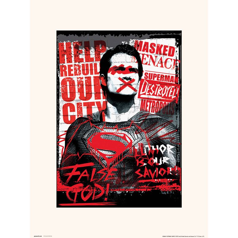 Foto van Grupo erik dc batman v superman superman false god kunstdruk 30x40cm