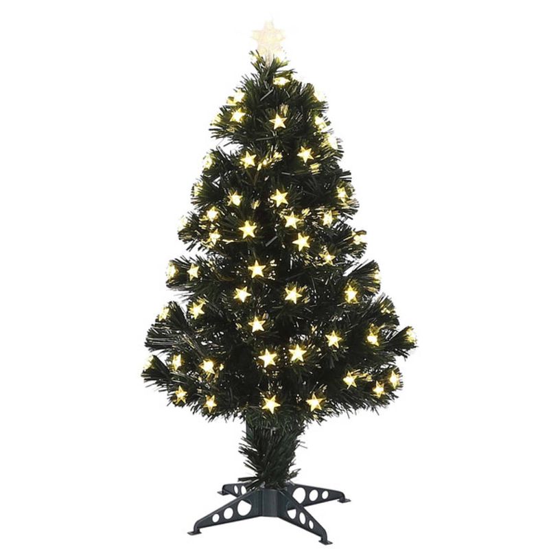 Foto van Tweedekans kerstboom - fiber - 90 cm - met sterren lampjes - kunstkerstboom