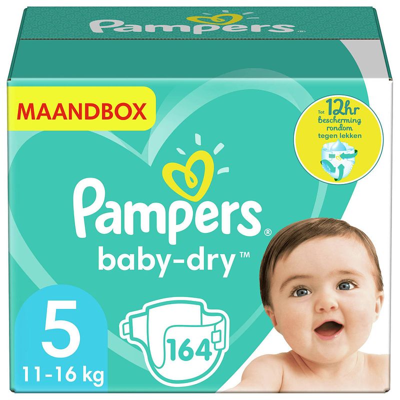 Foto van Pampers - baby dry - maat 5 - maandbox - 164 luiers - voordeel