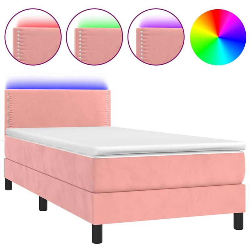 Foto van The living store boxspring - the living store - bed - 203x80x78/88 cm - fluweel roze