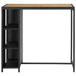 Foto van The living store bartafel bistrotafel - pe-rattan - 120 x 60 x 110 cm - opbergrek - zwart