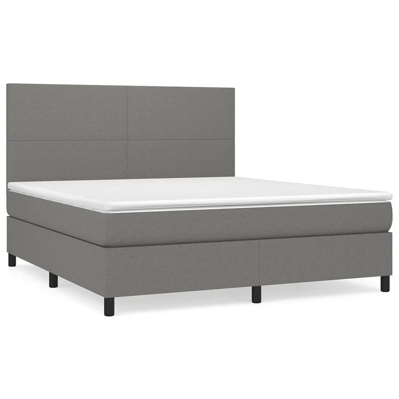 Foto van The living store boxspringbed - donkergrijs - 203 x 180 x 118/128 cm - pocketvering matras