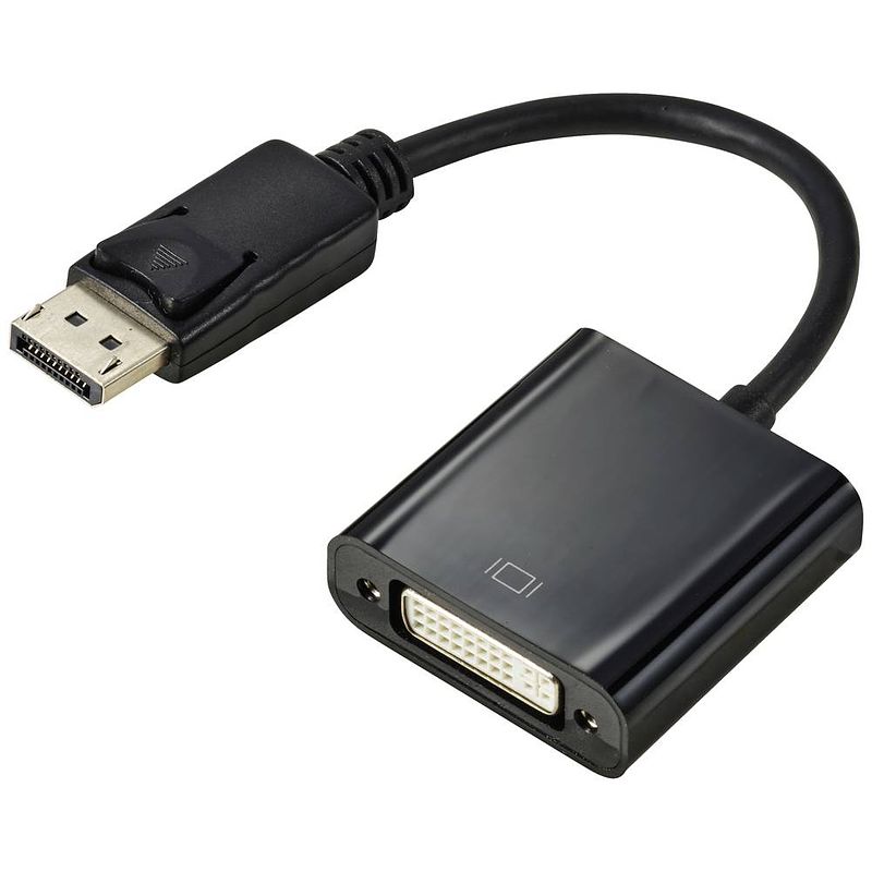 Foto van Renkforce rf-5771774 displayport / dvi adapter [1x displayport stekker - 1x dvi-bus 24+5-polig] zwart pvc-mantel 15 cm