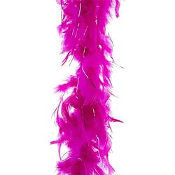 Foto van Carnaval verkleed veren boa kleur fuchsia roze met goud 2 meter - verkleed boa