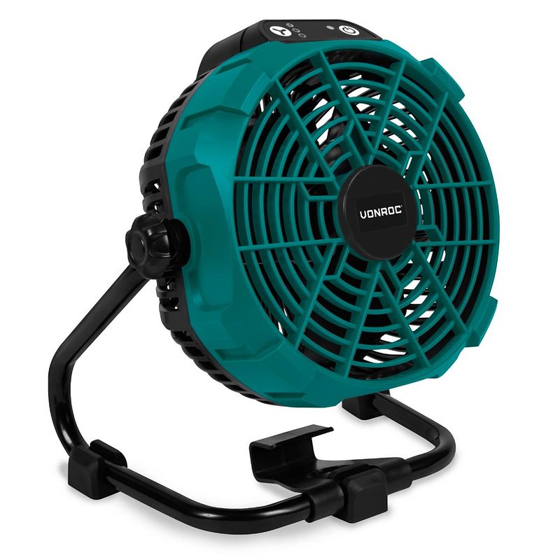 Foto van Vonroc ventilator 20v - voor draadloos en bedraad gebruik - incl. netstroom adapter - excl. 20v accu en snellader