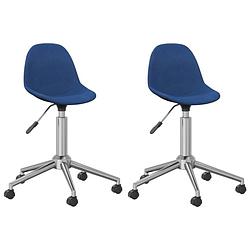 Foto van Vidaxl eetkamerstoelen draaibaar 2 st stof blauw