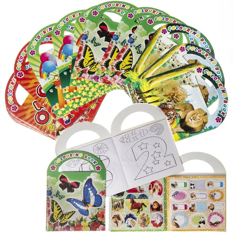 Foto van Decopatent® uitdeelcadeaus 12 stuks mix kleurboekjes met stickers -