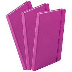 Foto van Set van 3x stuks luxe schriftjes/notitieboekjes fuchsia roze met elastiek a5 formaat - schriften