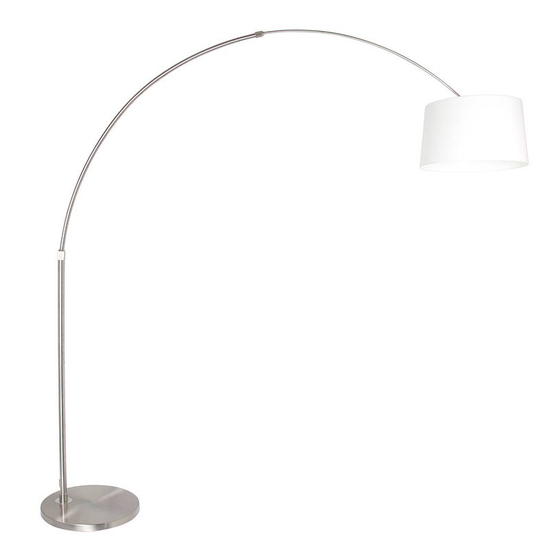 Foto van Steinhauer vloerlamp booglamp sparkled light 9675 staal kap linnen wit