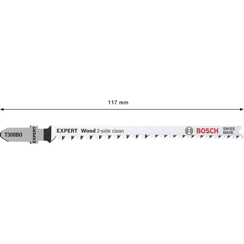 Foto van Bosch accessories 2608900556 expert „wood 2-side clean” t 308 bo decoupeerzaagblad, 25 stuks 25 stuk(s)