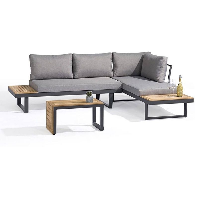 Foto van Sens-line - olympia multifunctionele loungeset - voor buiten - 3-delige set - aluminium/acacia/polyester