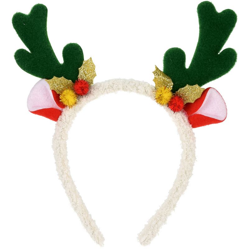 Foto van Christmas decoration kerst haarband - rendier gewei - groen - polyester - verkleedattributen