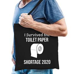 Foto van I survived the toilet papier shortage 2020 zwart katoen voor heren - feest boodschappentassen