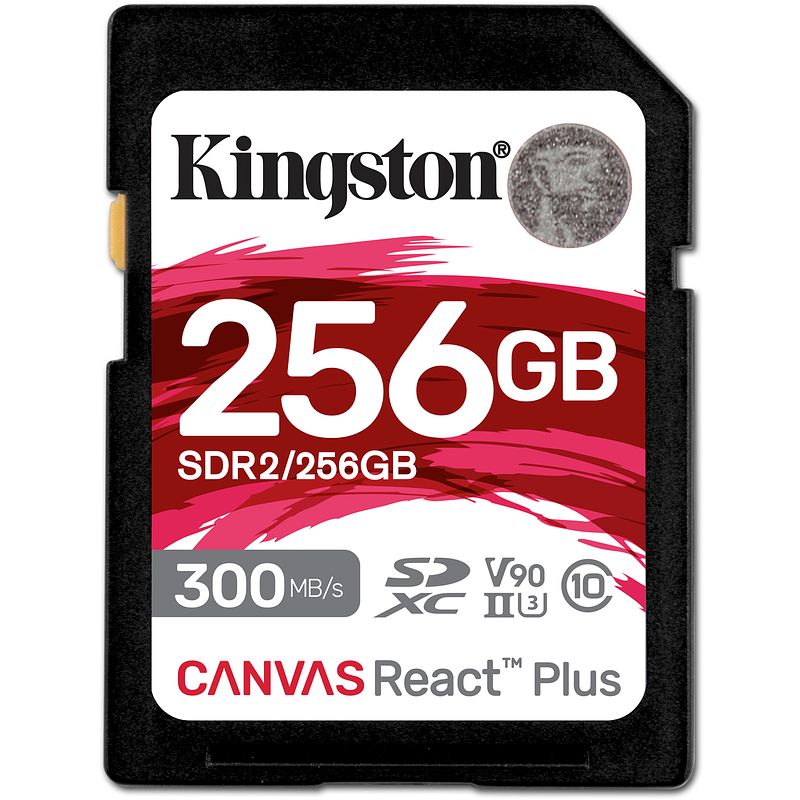 Foto van Kingston 256 gb canvas react plus uhs-ii u3 v90 sdhc full hd/4k/8k