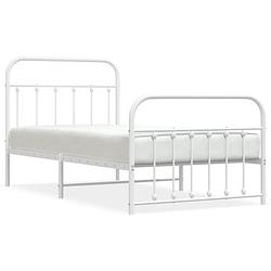 Foto van Vidaxl bedframe met hoofd- en voeteneinde metaal wit 100x190 cm