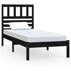 Foto van The living store bedframe - grenenhout - 90 x 190 cm - zwart