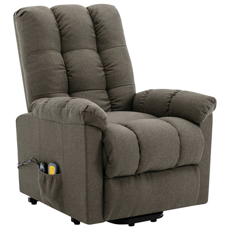 Foto van The living store sta-op-massagestoel taupe 77x92x103cm - verstelbaar - massage - usb - zijvak