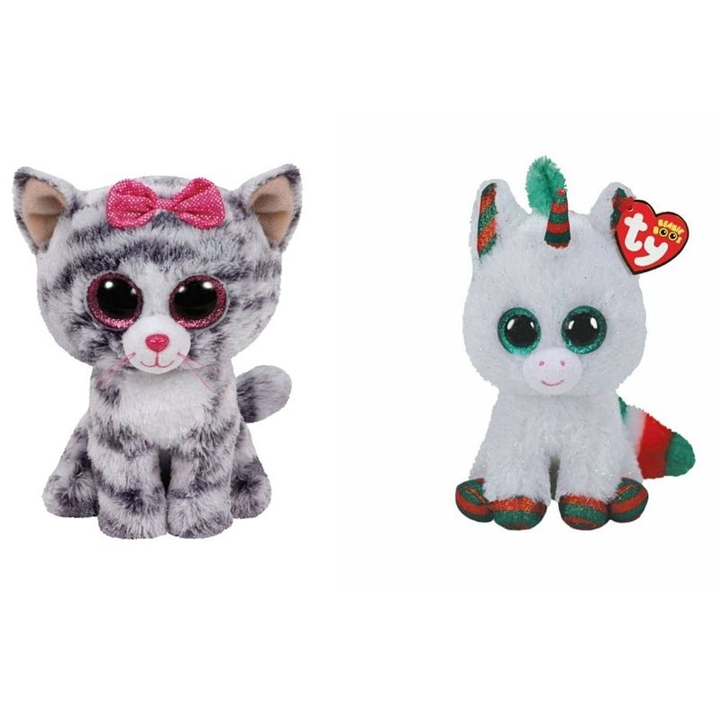 Foto van Ty - knuffel - beanie boo's - kiki cat & christmas unicorn