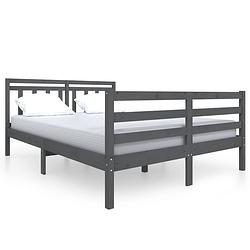 Foto van The living store bedframe grenenhout - grijs - 195.5 x 146 x 100 cm - 140 x 190 cm - montage vereist