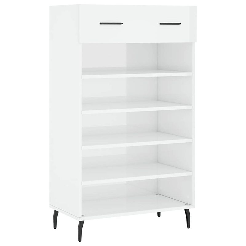 Foto van The living store schoenenkast - elegant - schoenenkast - 60 x 35 x 105 cm - hoogglans wit