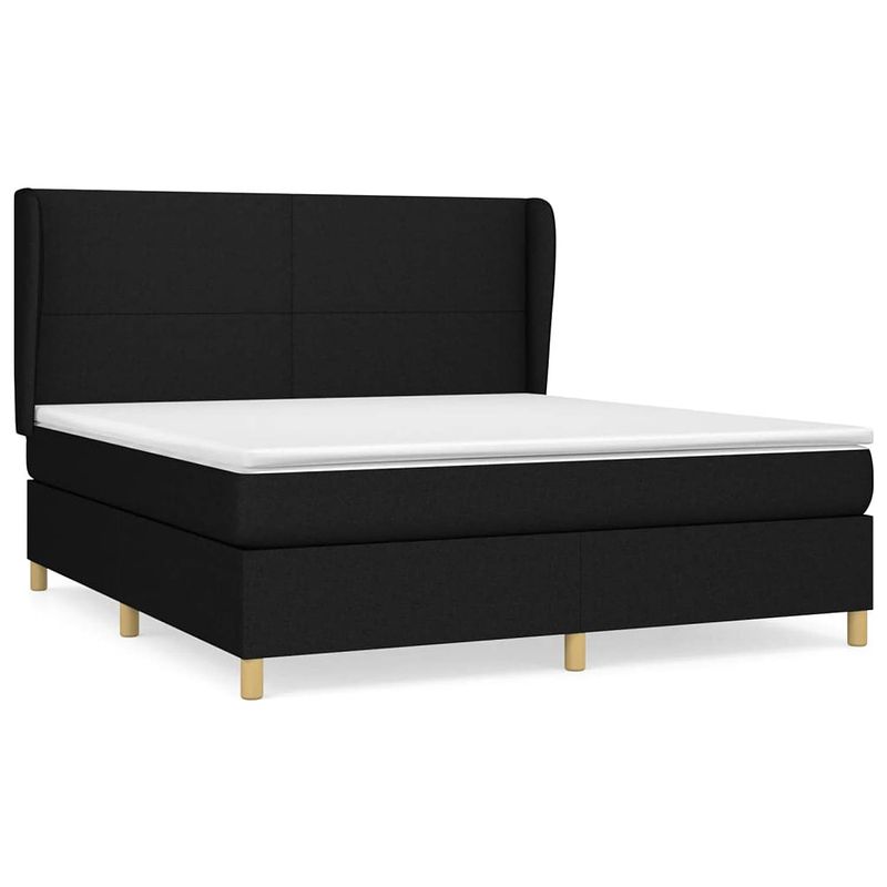 Foto van The living store boxspringbed - zwart stoffen bed met verstelbaar hoofdbord - pocketvering matras - middelharde