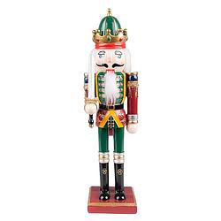 Foto van Haes deco - kerst notenkraker kleur groen, 9x7x30 cm, kerstfiguur - kerstdecoratie