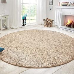 Foto van Vloerkleed rond wool - beige - dekbed-discounter.nl