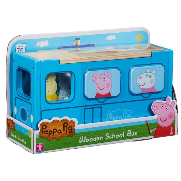 Foto van Peppa pig houten schoolbus/vormenstoof