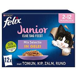 Foto van Felix® elke dag feest junior mix selectie in gelei kattenvoer 12 x 85g bij jumbo