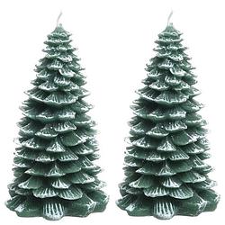 Foto van Kerstkaars kerstboom 2 stuks 23 cm - waxinelichtjes