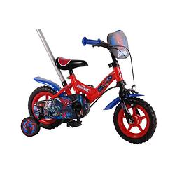 Foto van Ultimate spider-man jongensfiets met duwstang - 10 inch - rood/blauw