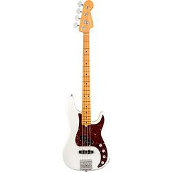 Foto van Fender american ultra precision bass arctic pearl mn met koffer