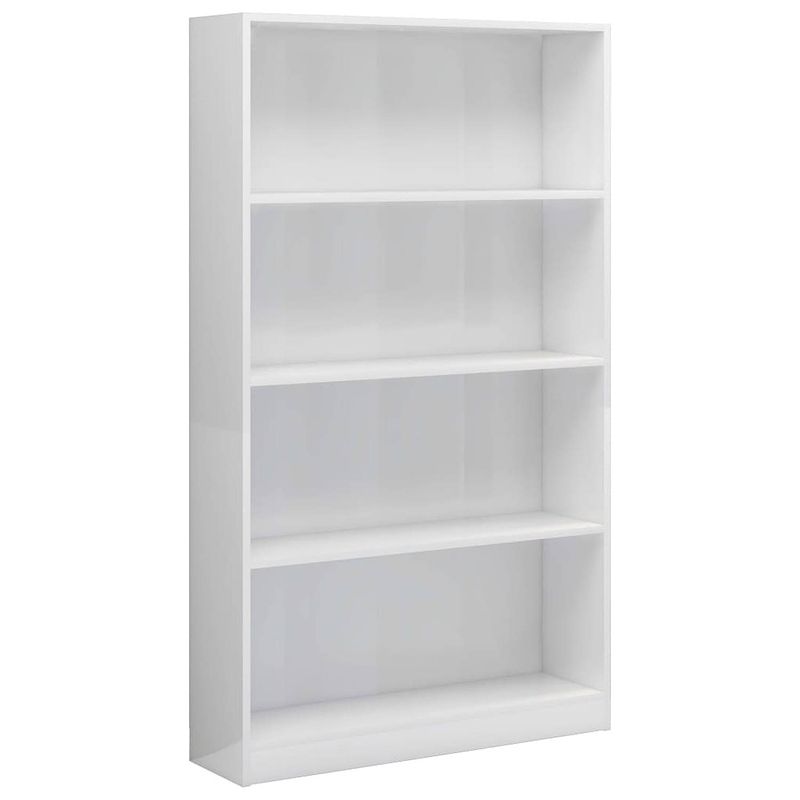 Foto van Vidaxl boekenkast met 4 schappen 80x24x142 cm spaanplaat hoogglans wit