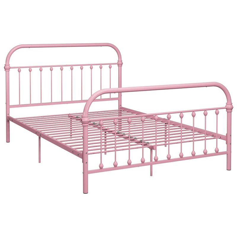 Foto van The living store bedframe metaal roze - 213x171x109 cm - massief constructie - inclusief lattenbodem - montage vereist