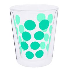 Foto van Zak!designs koffieglas dot dot dubbelwandig 200 ml glas aqua