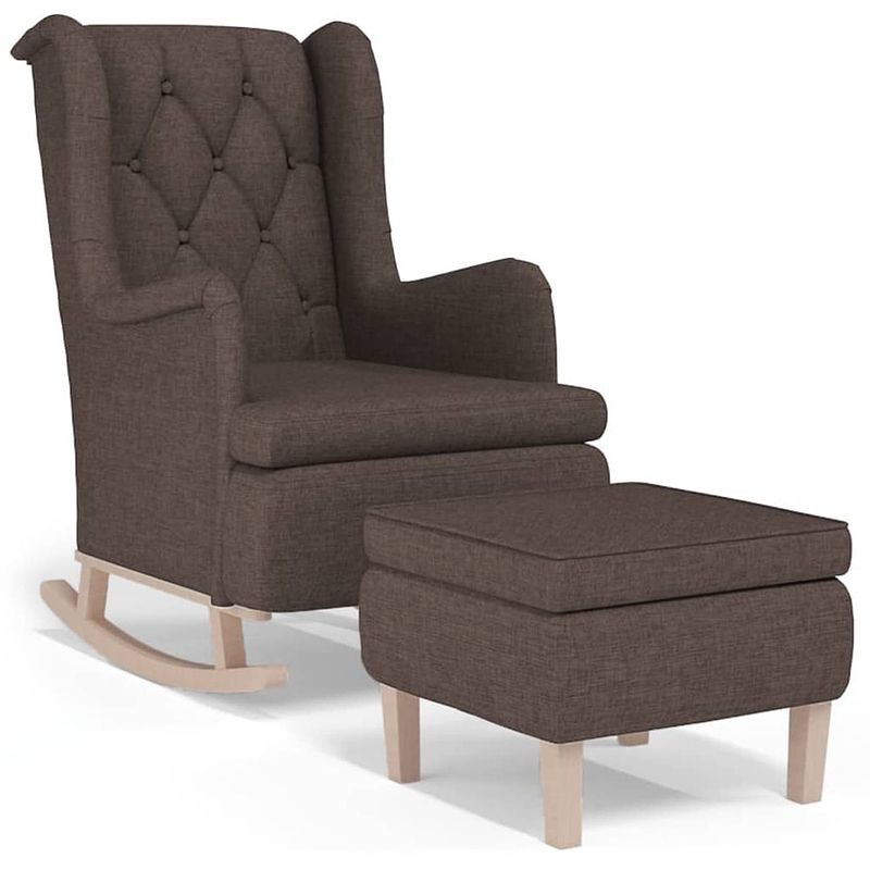 Foto van Vidaxl fauteuil met schommelpoten en voetenbank stof taupe