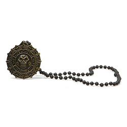 Foto van Atosa verkleed sieraden ketting met skull - zwart - dames - kunststof - heks/piraat - verkleedketting