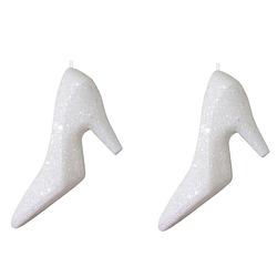 Foto van 2x kersthangers witte hakken/pumps 10 cm kerstboomversiering - kersthangers