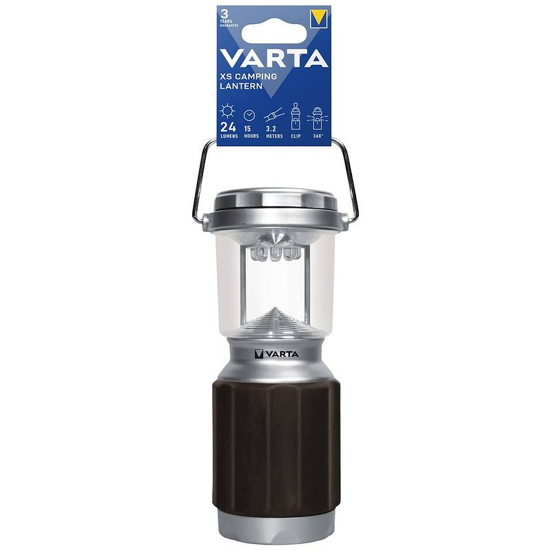 Foto van Varta 16664101111 xs camping lantern campinglantaarn led 24 lm werkt op batterijen 271 g zwart, zilver