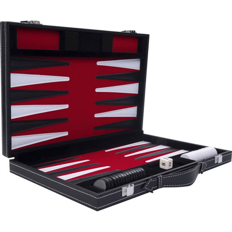 Foto van Backgammon spel - 15 inch - zwart, rood & wit