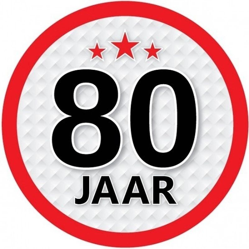 Foto van 10x 80 jaar leeftijd stickers rond 15 cm verjaardag versiering - feeststickers