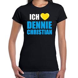 Foto van Apres-ski t-shirt wintersport ich liebe dennie christian zwart voor dames xl - feestshirts
